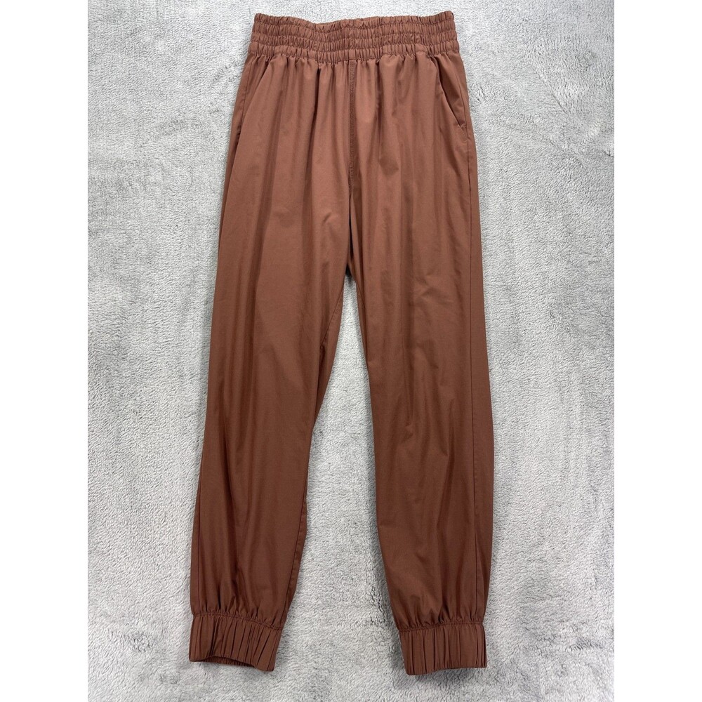 Vuori Villa Jogger Pants Women Small Brown High Rise Stretch Pleated Tapered Leg